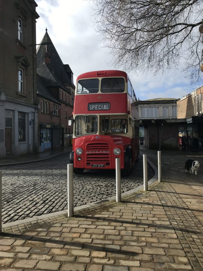 Darwen Heritage Transport Bus Image of a heritage bus in Darwen Town Centre